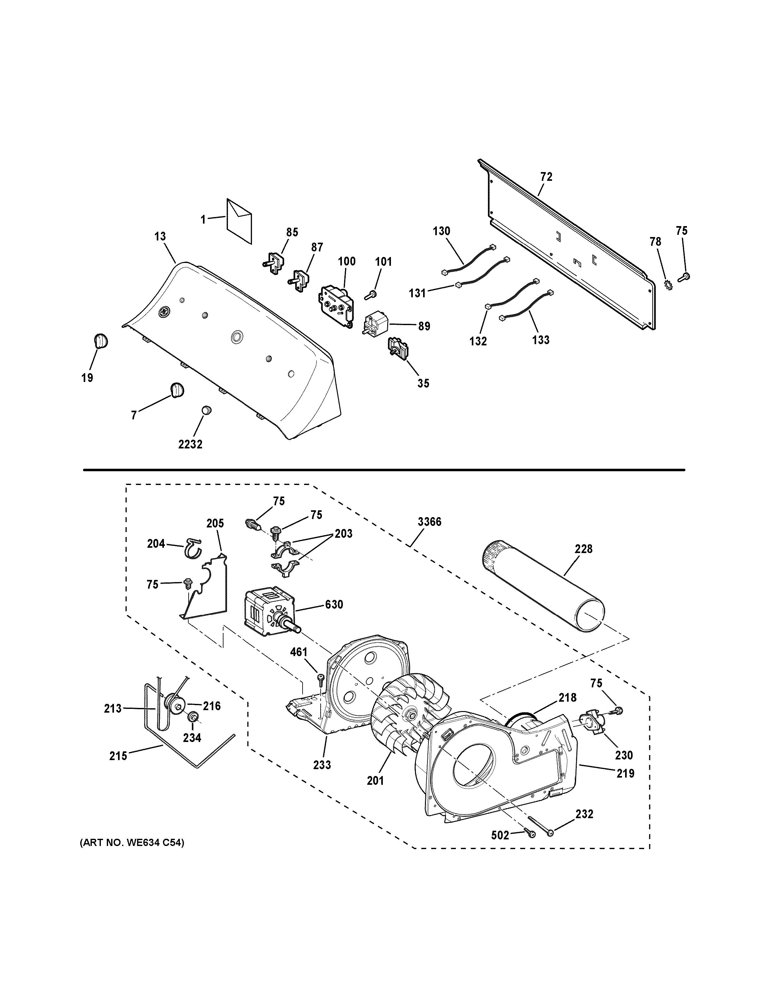 Assembly View for BACKSPLASH, BLOWER &amp; MOTOR ASSEMBLY