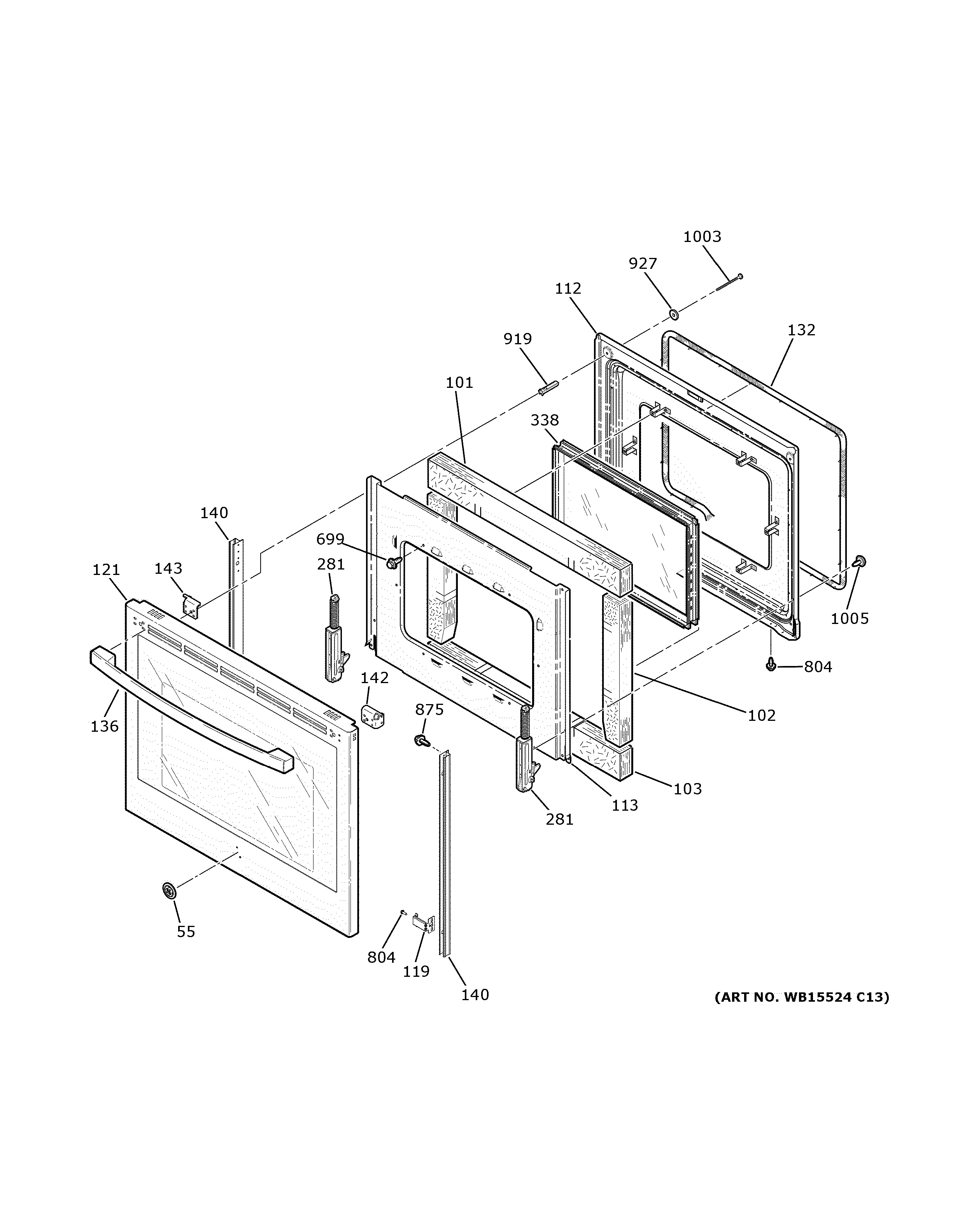 Js760 Rear View Assembly View for DOOR | JS760SP1SS
