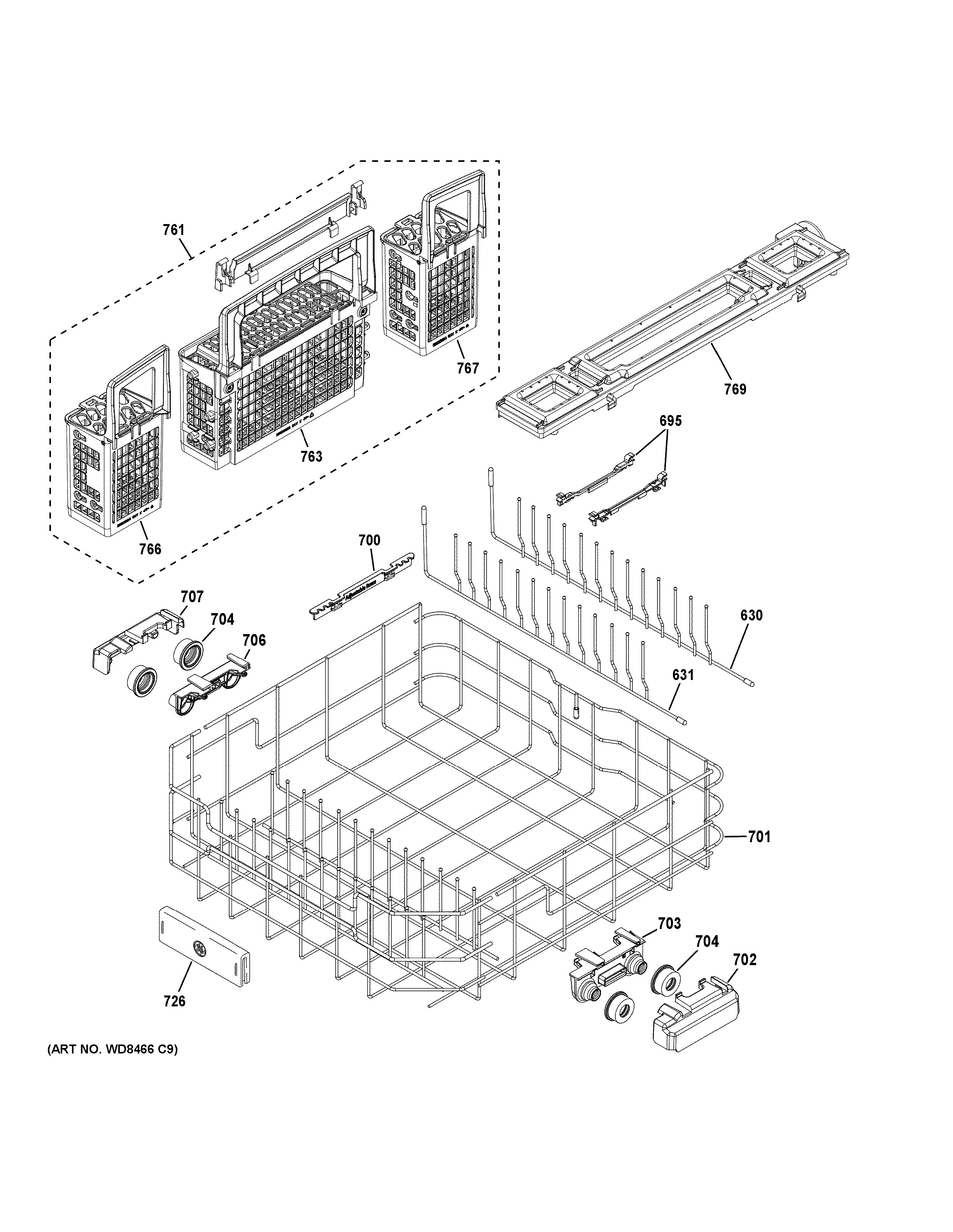 Assembly View for LOWER RACK ASSEMBLY CDT835SSJ0SS