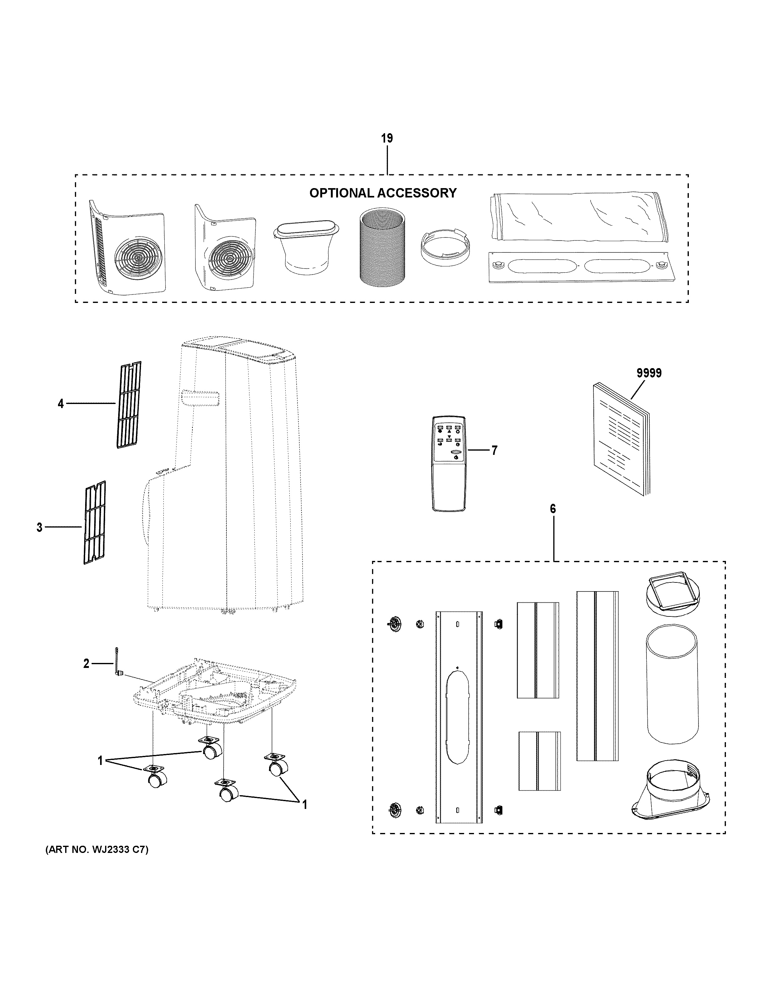 Assembly View for PORTABLE AIR CONDITIONER | APWD07JASGG1