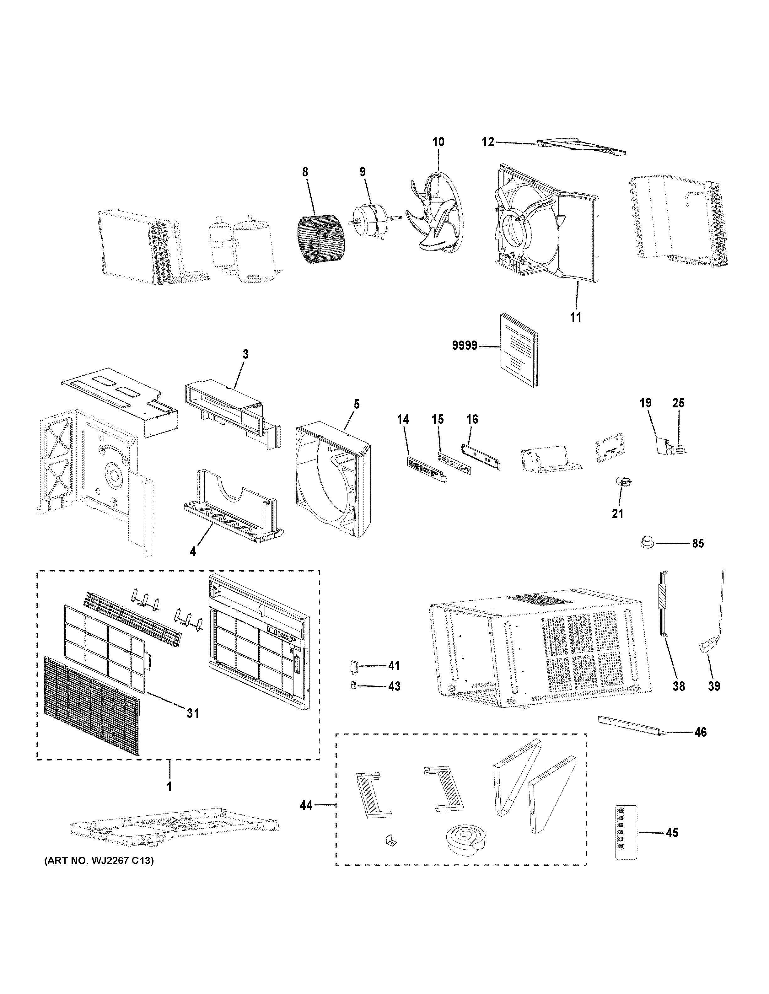 Assembly View for ROOM AIR CONDITIONER | AHFK24BAW1