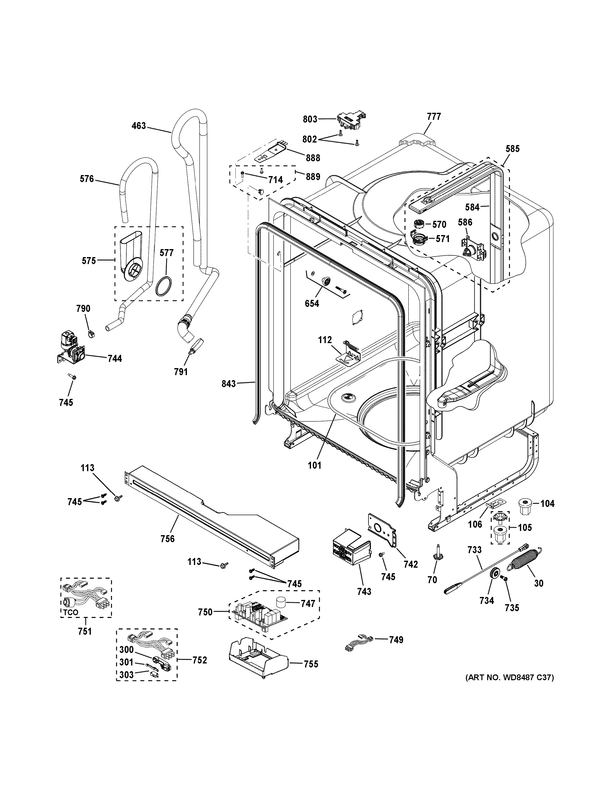 Assembly View for BODY PARTS GDF530PGM0WW