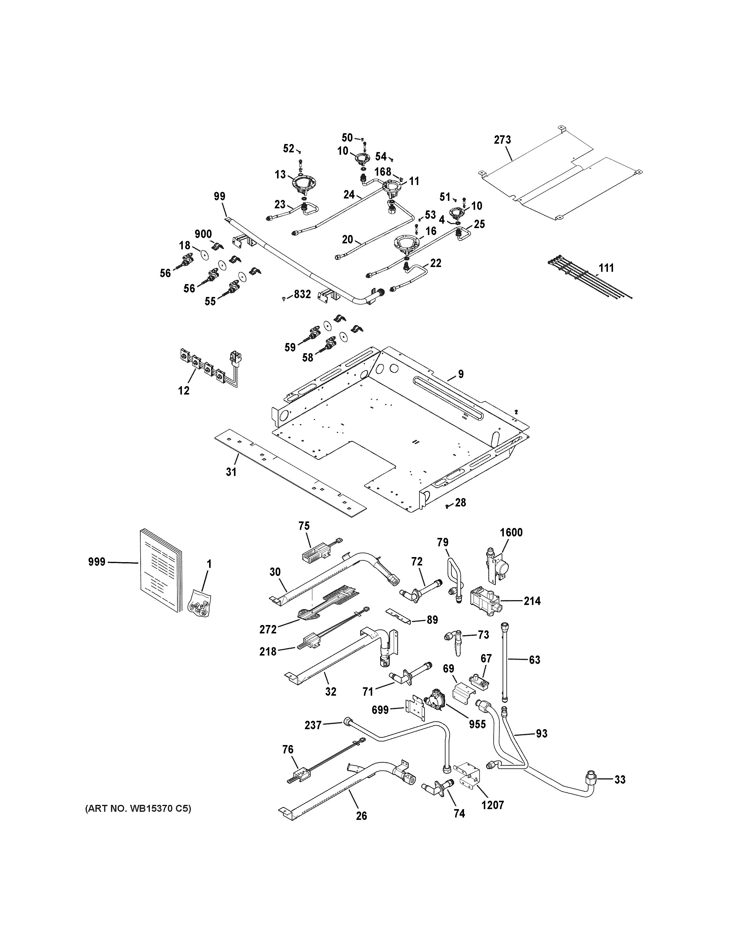 Assembly View for GAS & BURNER PARTS | JGB870SEF2SS