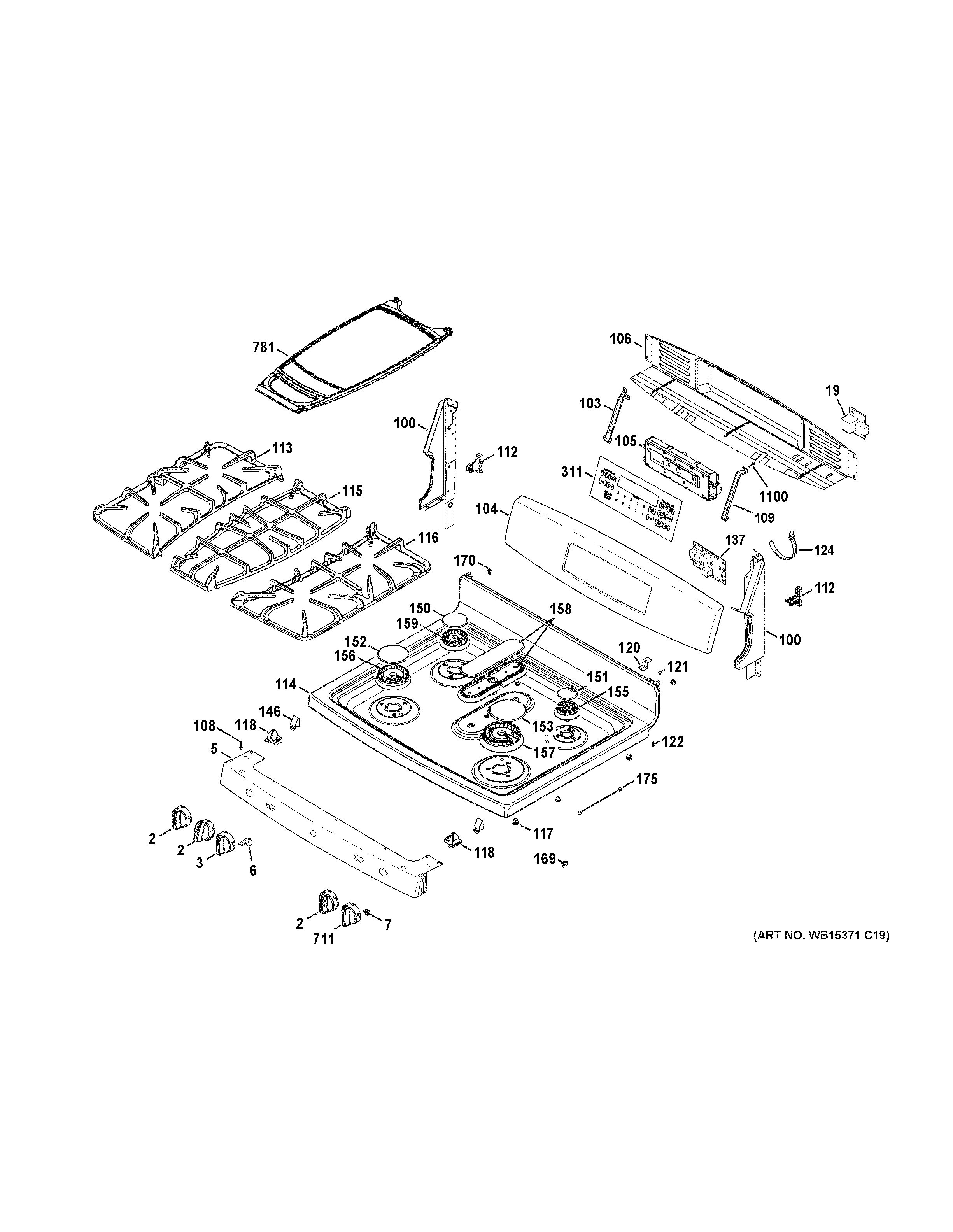 Assembly View for CONTROL PANEL & COOKTOP | JGB870SEF2SS