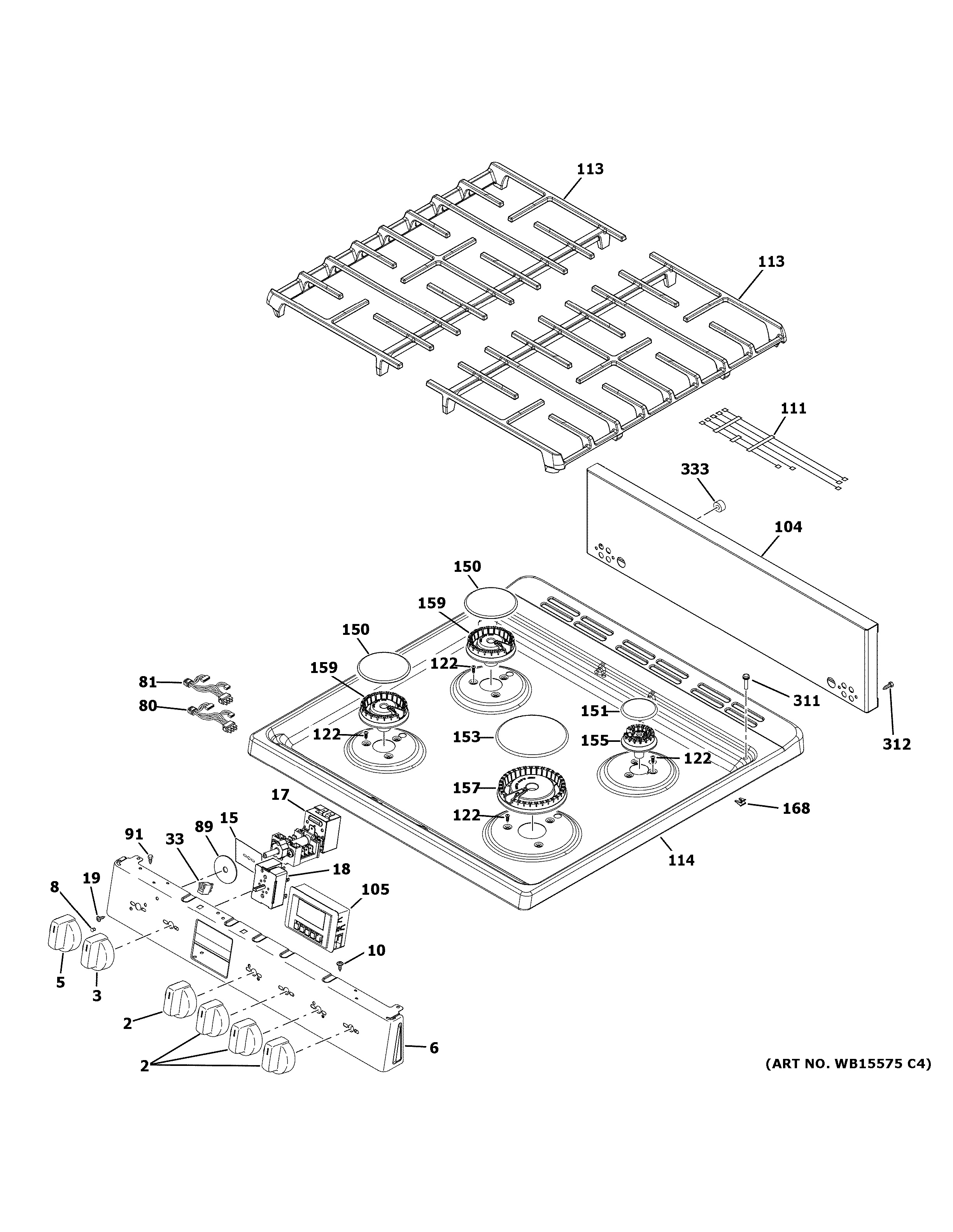 Assembly View for CONTROL PANEL & COOKTOP | QGAS740RM1SS