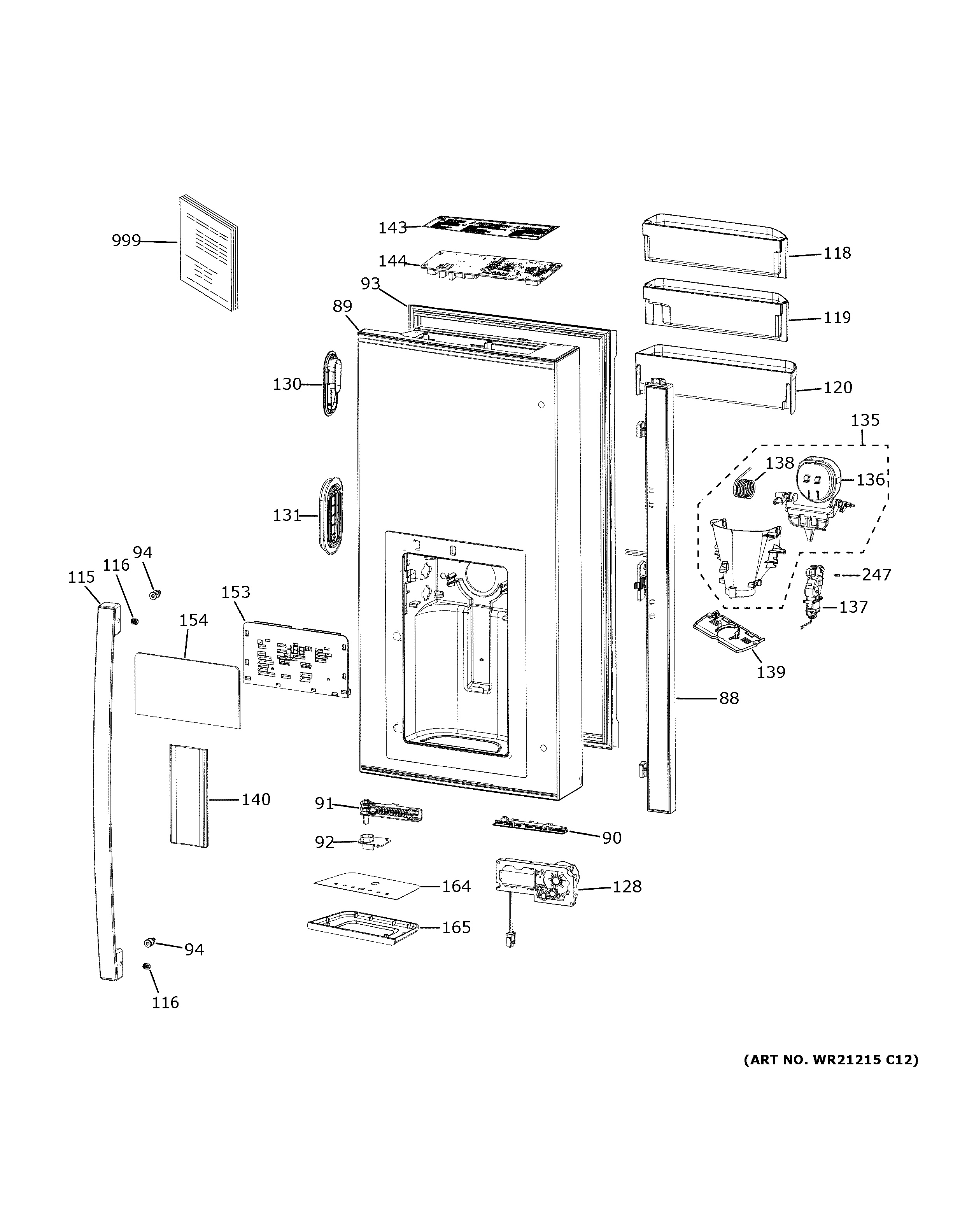 Assembly View for DISPENSER DOOR PVD28BYNBFS