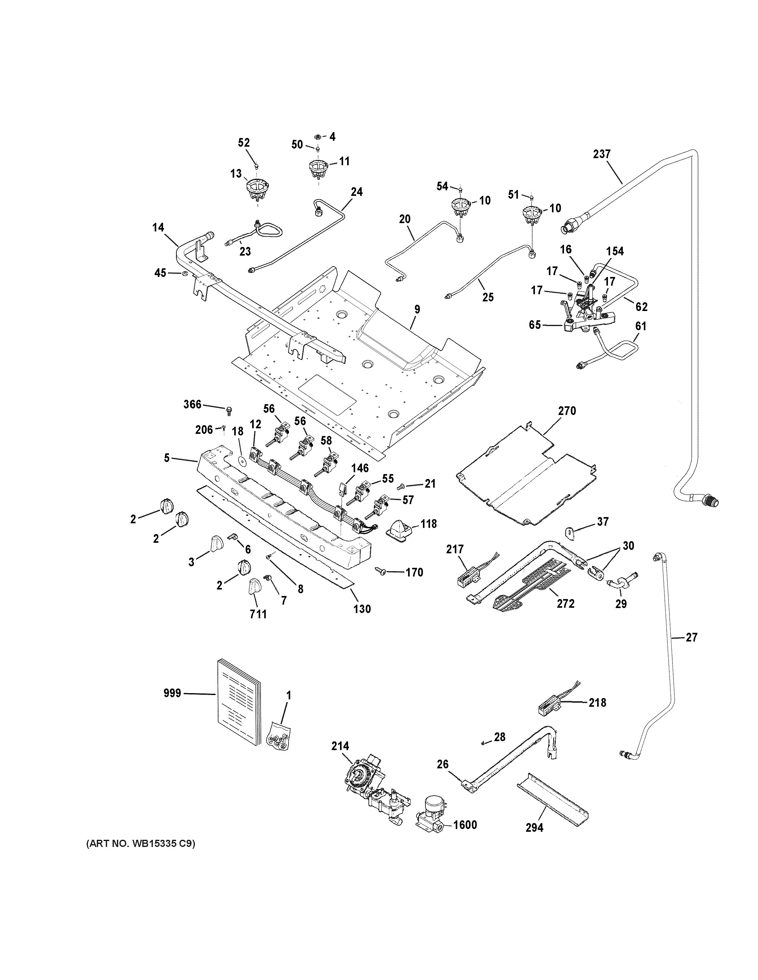 Assembly View for GAS & BURNER PARTS | PGB920SEF1SS