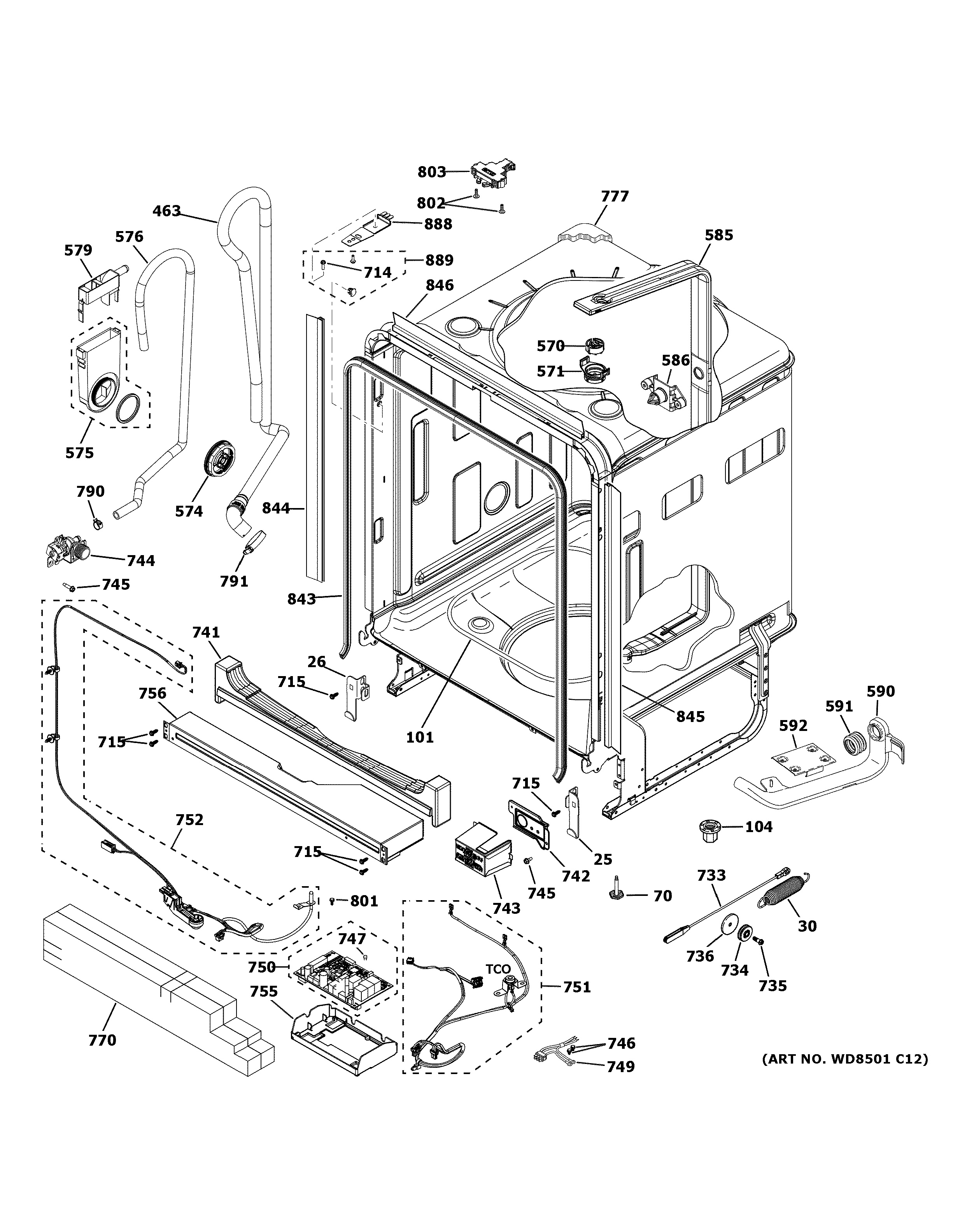 Assembly View for BODY PARTS (1) | PDT715SYN2FS