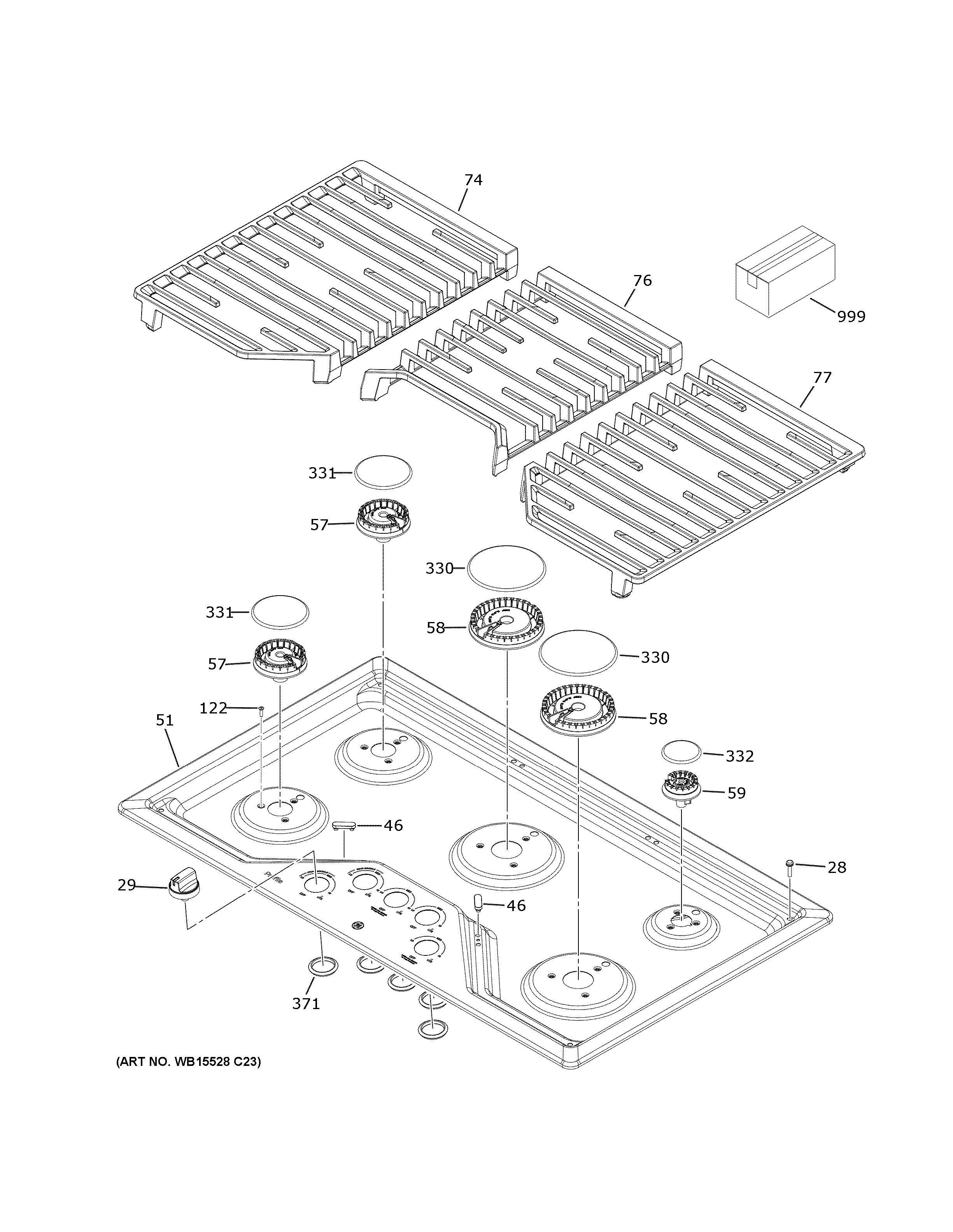 Assembly View for CONTROL PANEL & COOKTOP | PGP7036SL1SS