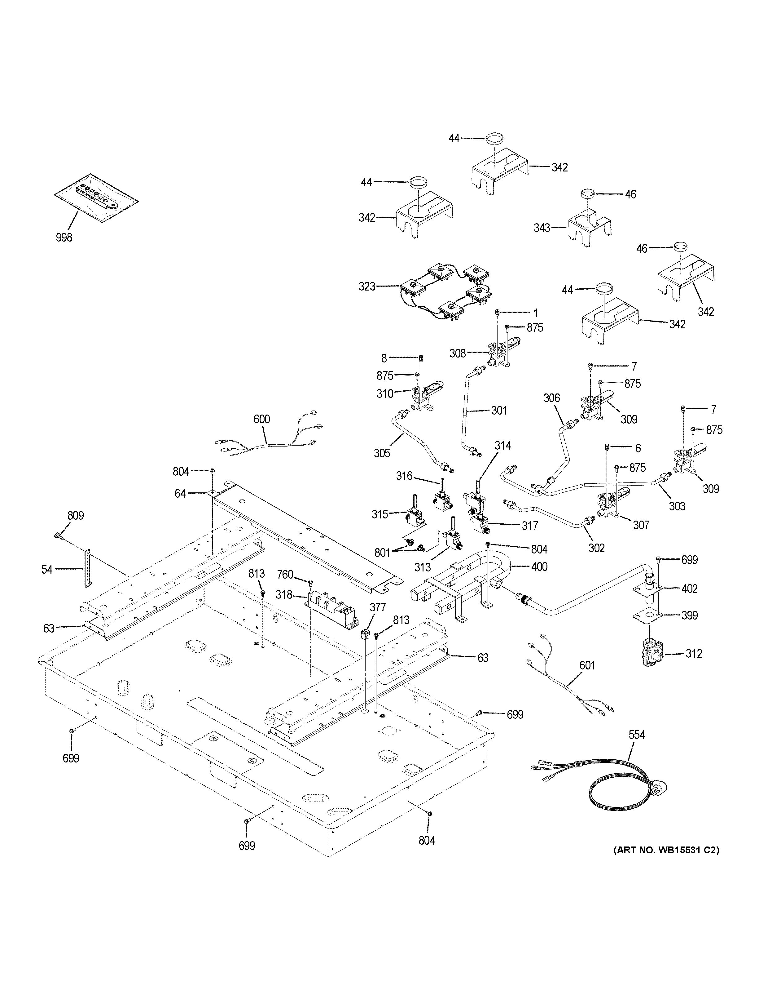 Assembly View for GAS & BURNER PARTS JGP5536DL1BB