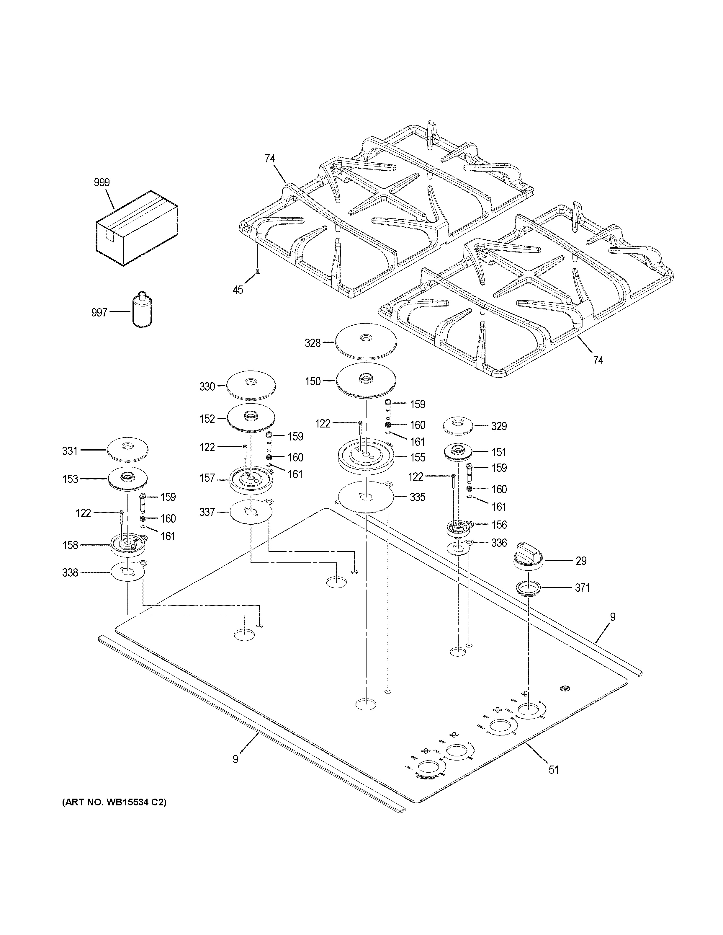 Assembly View for CONTROL PANEL & COOKTOP | JGP5530SL1SS