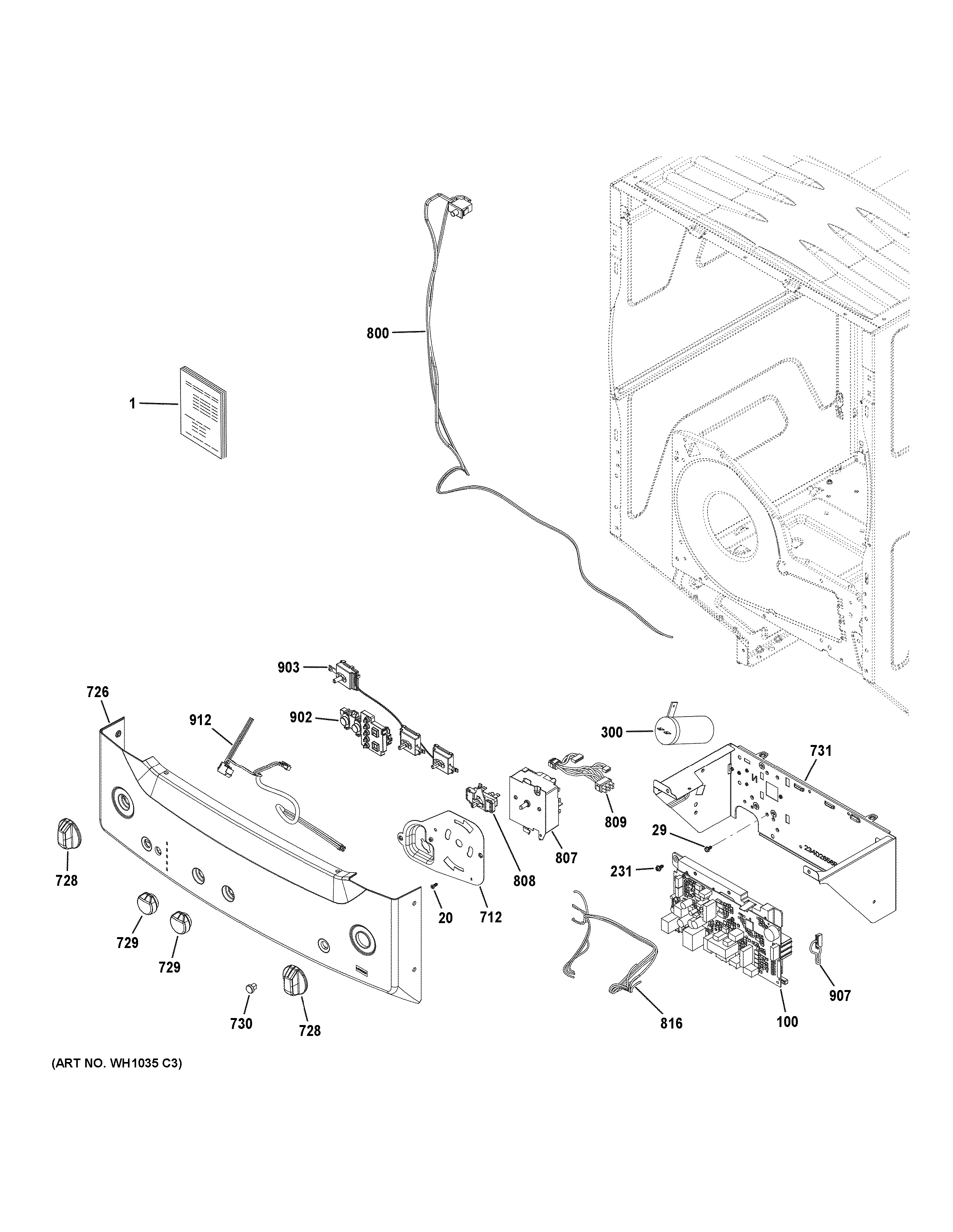 Assembly View for CONTROLS & BACKSPLASH GUD27ESPM1DG
