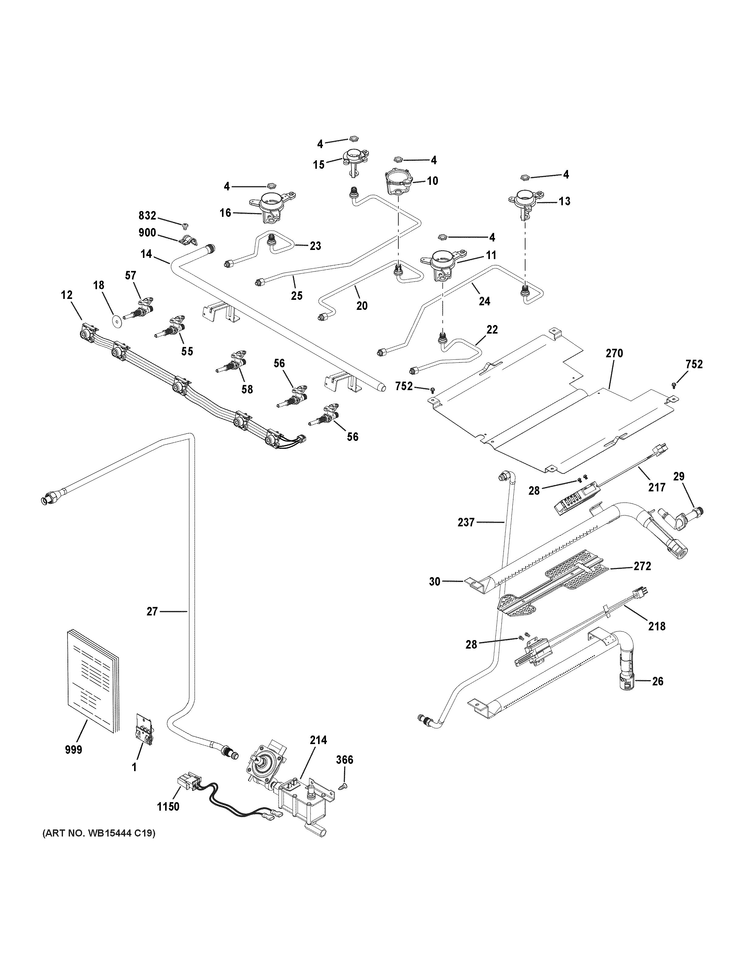 Assembly View for GAS & BURNER PARTS | JGB735DP1WW