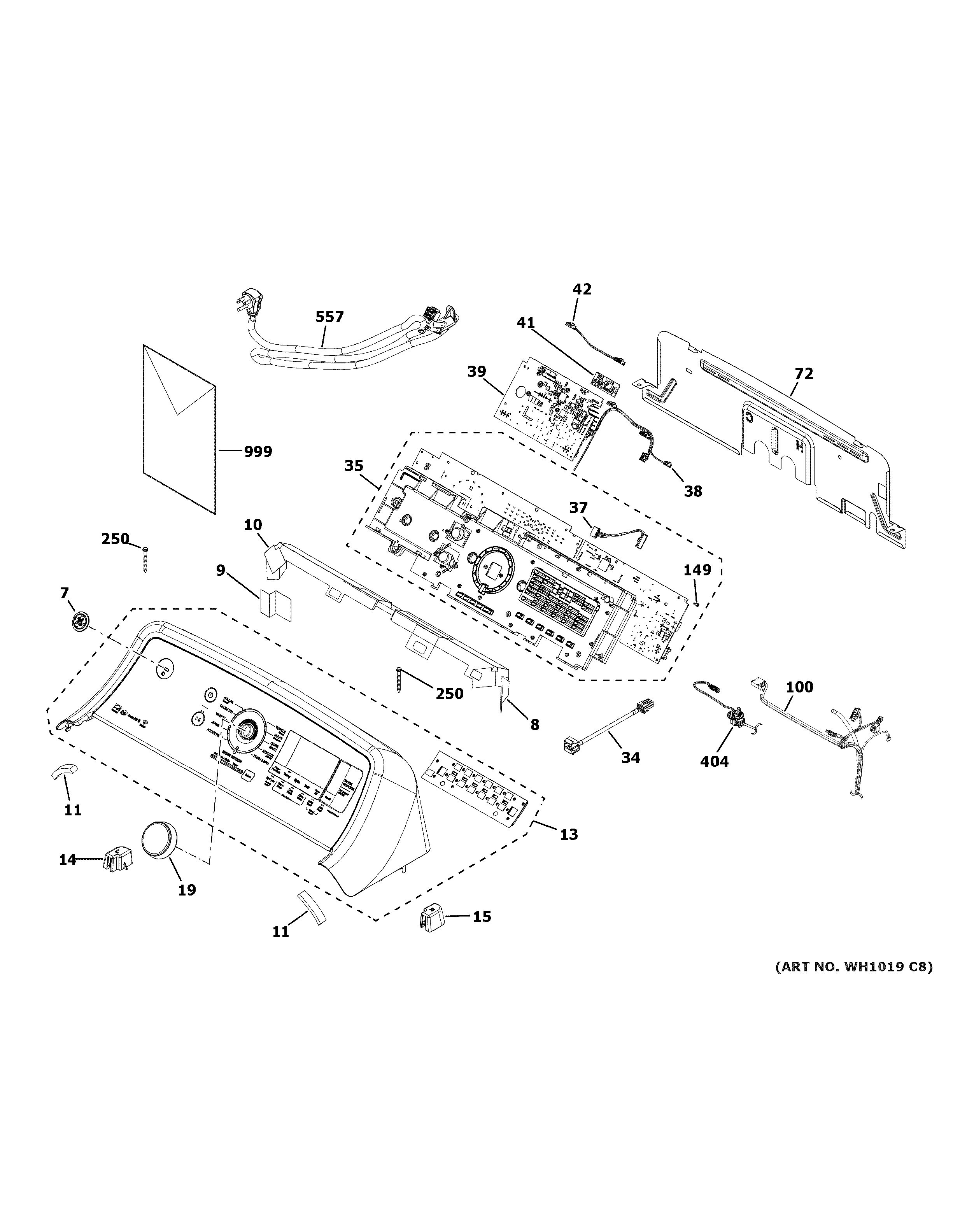 Assembly View for CONTROLS & BACKSPLASH | GTW845CSN0WS