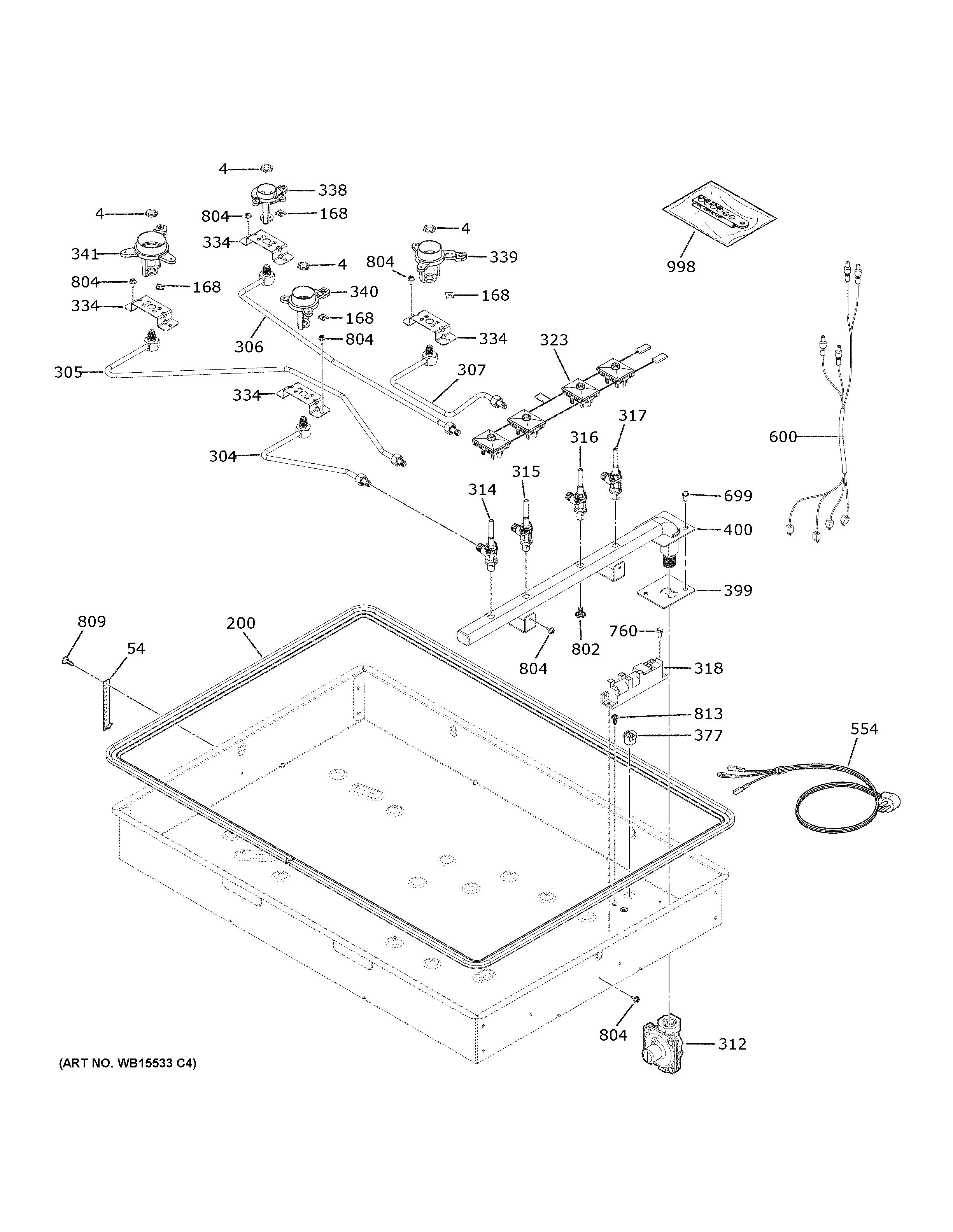 Assembly View for GAS & BURNER PARTS JGP3030SL2SS