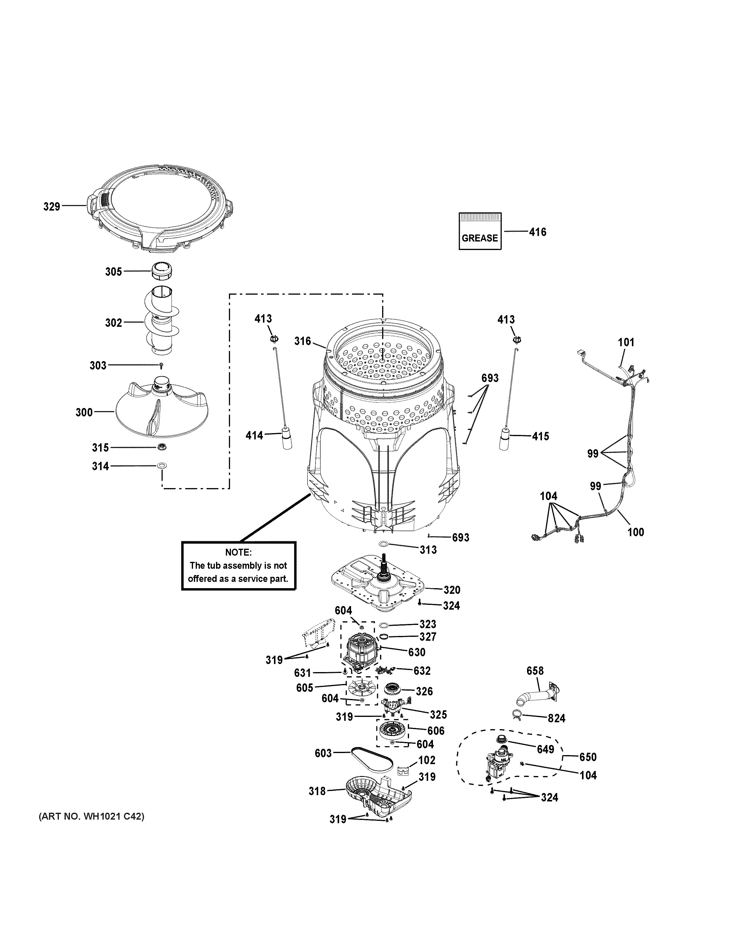 Assembly View for TUB & MOTOR GTW460ASJ4WW