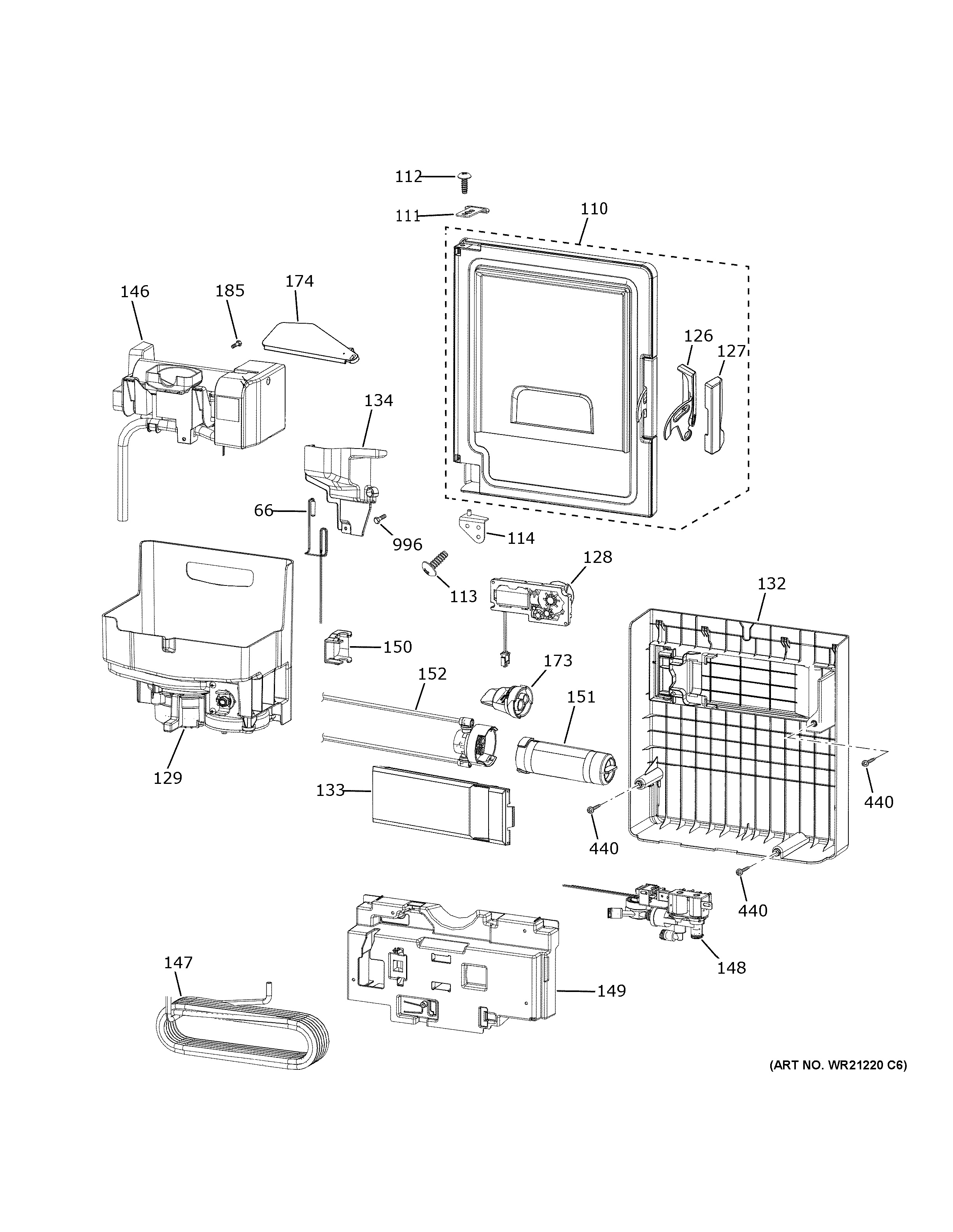 Assembly View for ICE MAKER & DISPENSER CXE22DP2PBS1