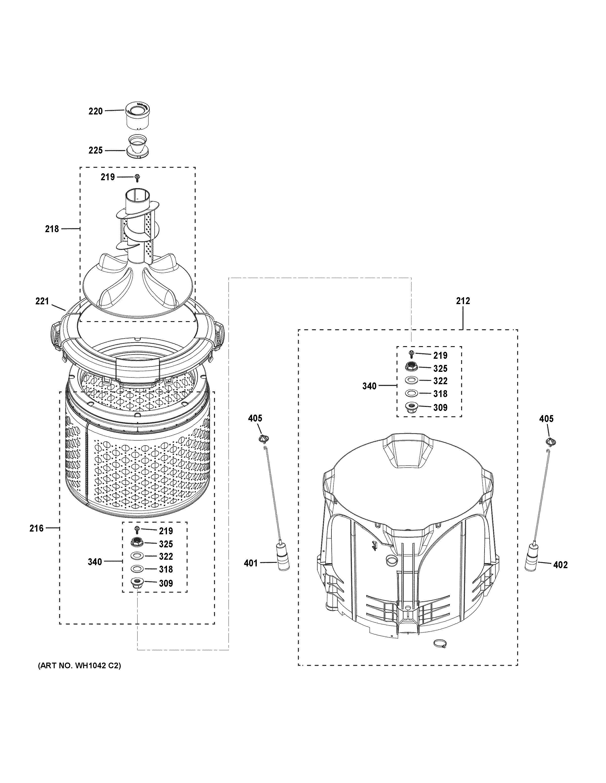 Assembly View for TUB & BASKET ASSEMBLY GUD27ESSM1WW