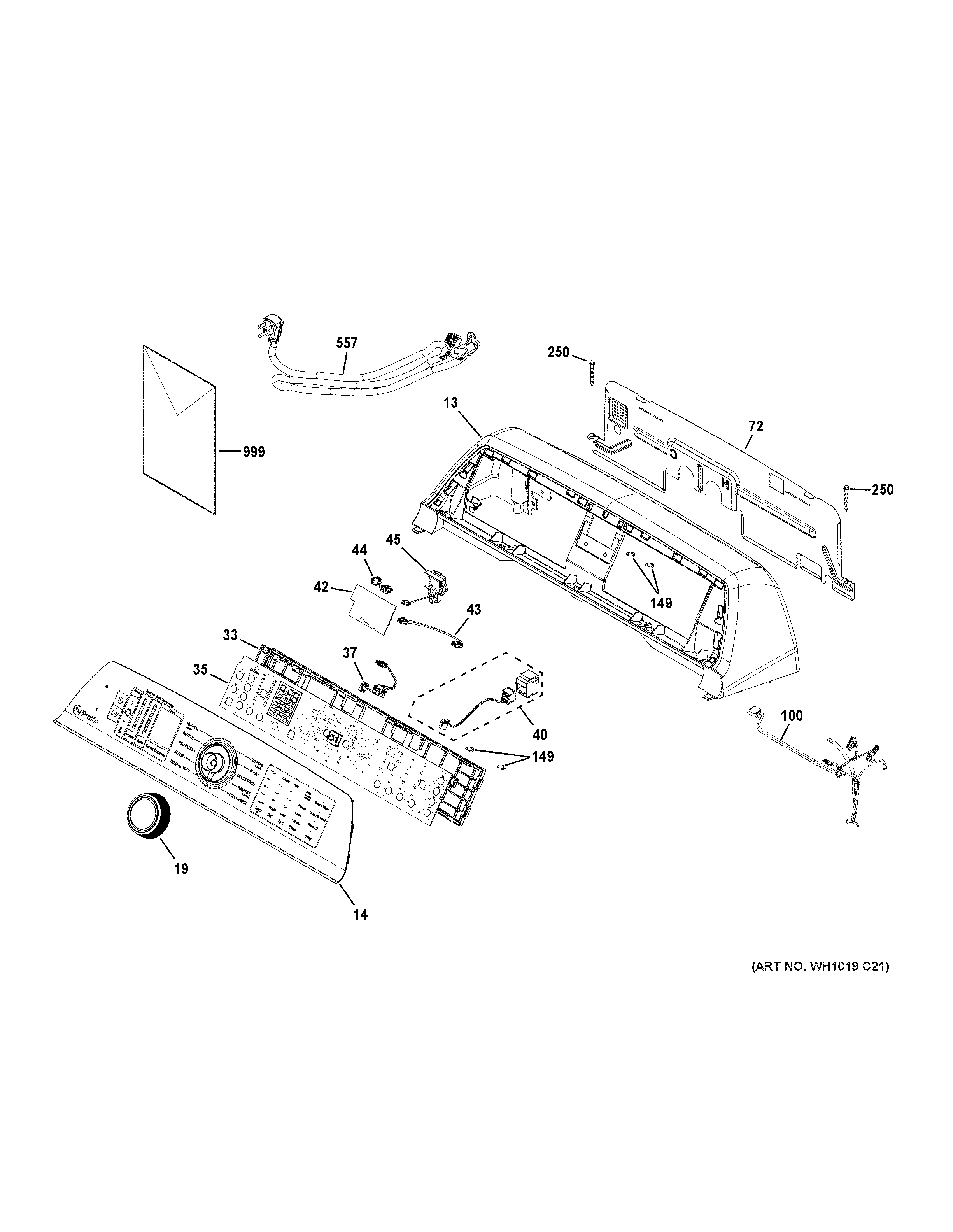 Assembly View for CONTROLS & BACKSPLASH | PTW900BPT0RS