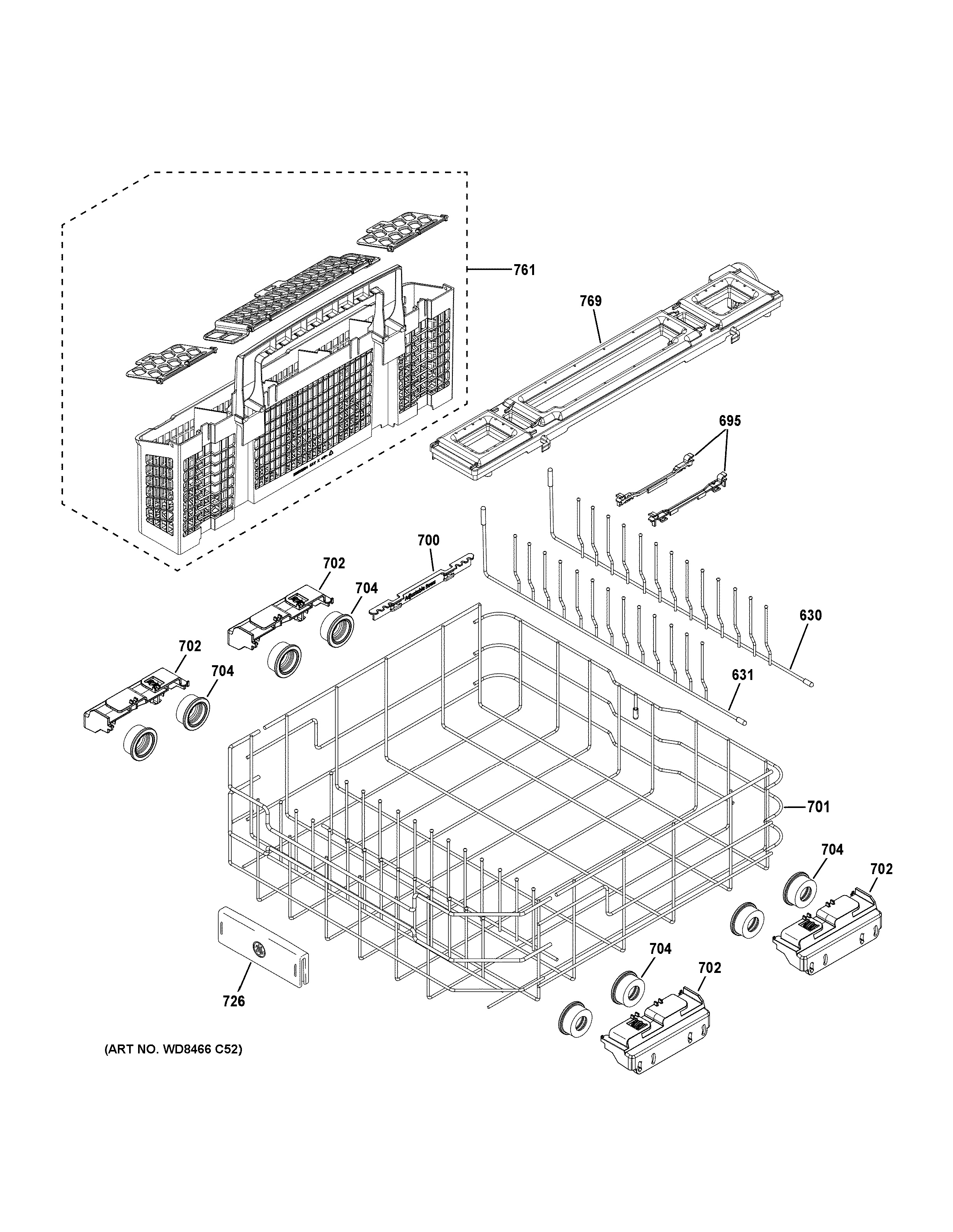 Assembly View for LOWER RACK ASSEMBLY | PDP755SYR3FS