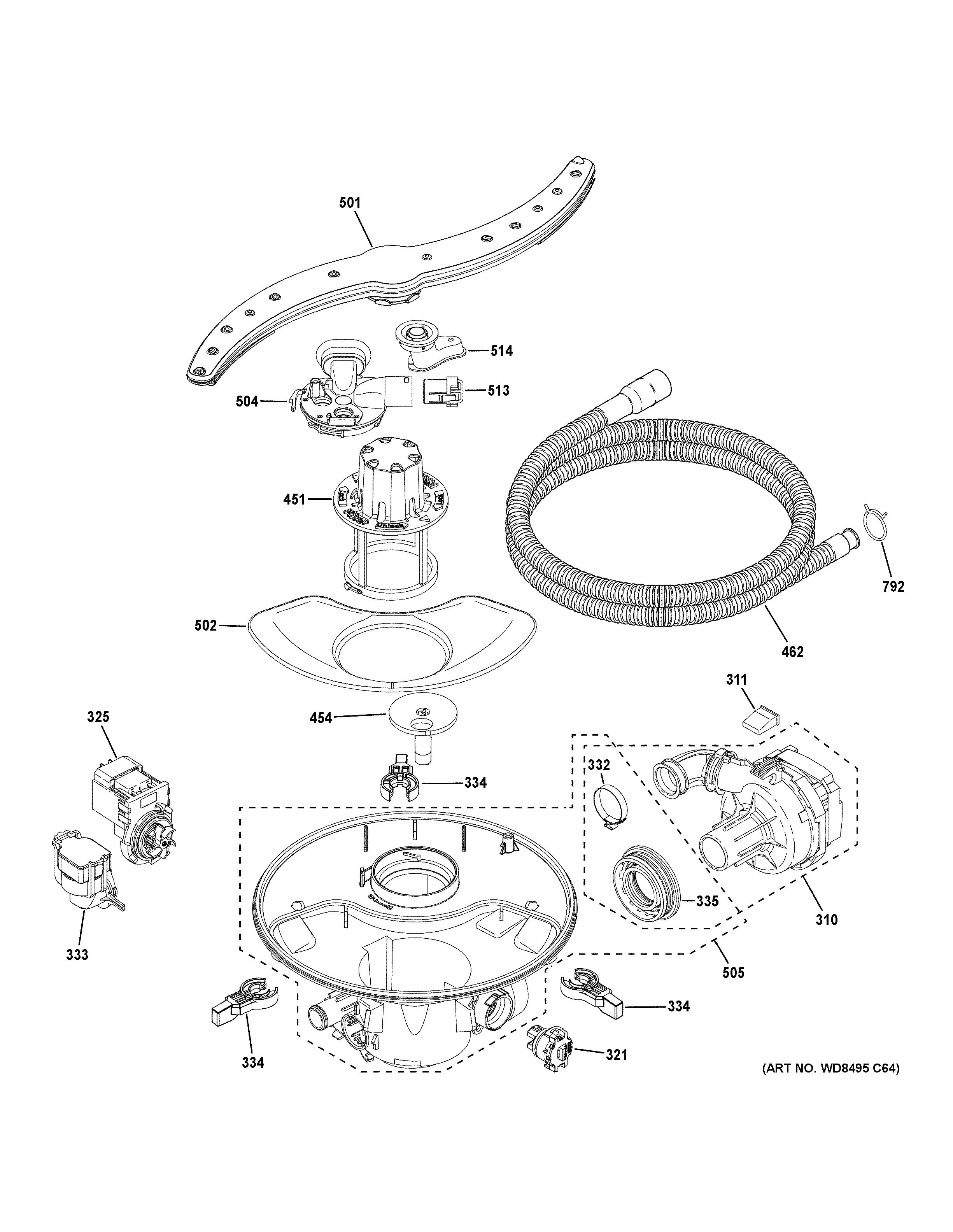 Motor Filter Assembly Module Assembly View for MOTOR, SUMP & FILTER ASSEMBLY | GDP665SYN8FS